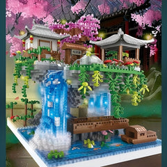 Chinese Architecture Building Set Peach Cherry Bonsai Tree Model