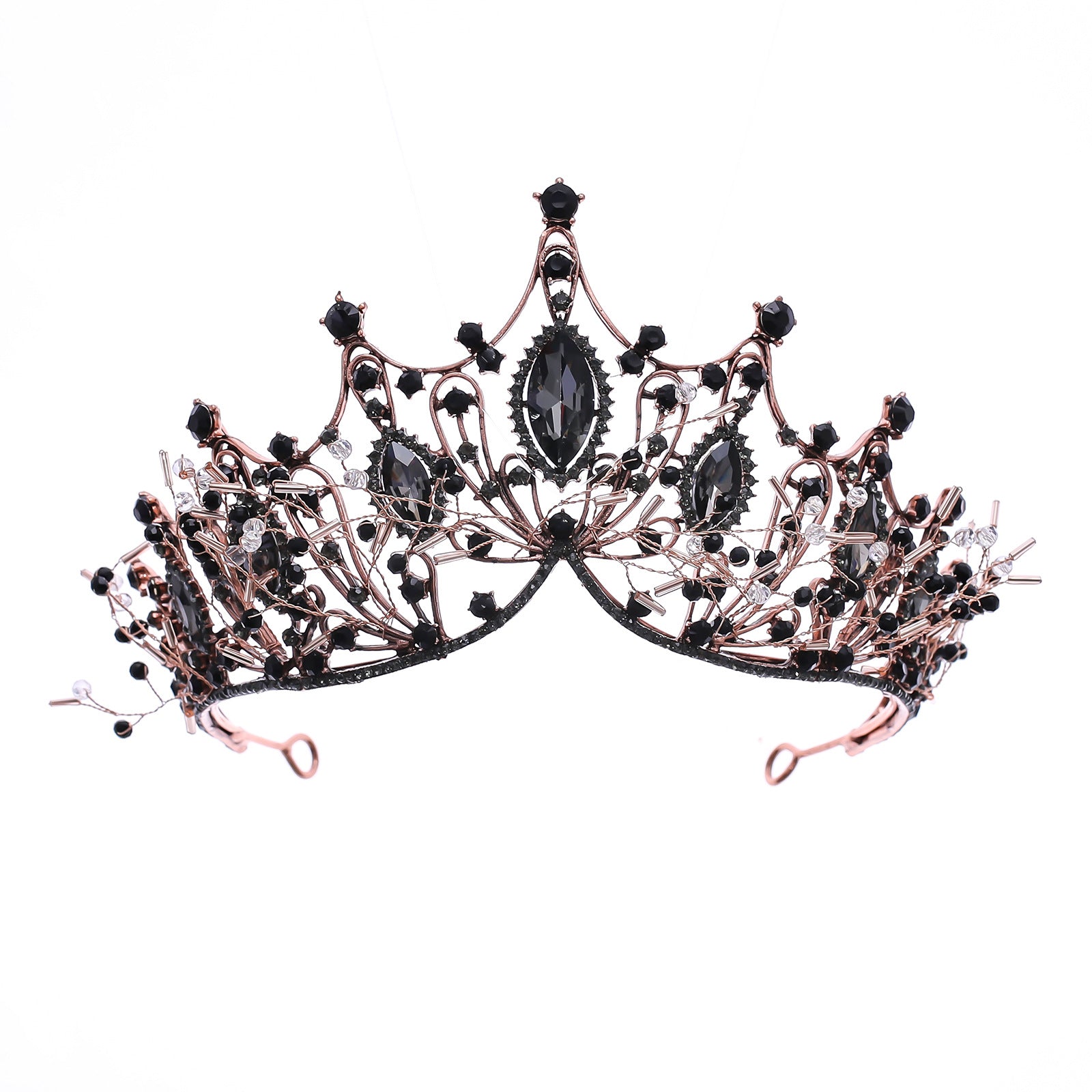 Golden Rhinestone Crown Headband Wedding Bride Hair Tiara