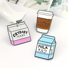 Cartoon Milk Tea and Coffee Cup Brooch Pin for Backpacks Clothing and Hats