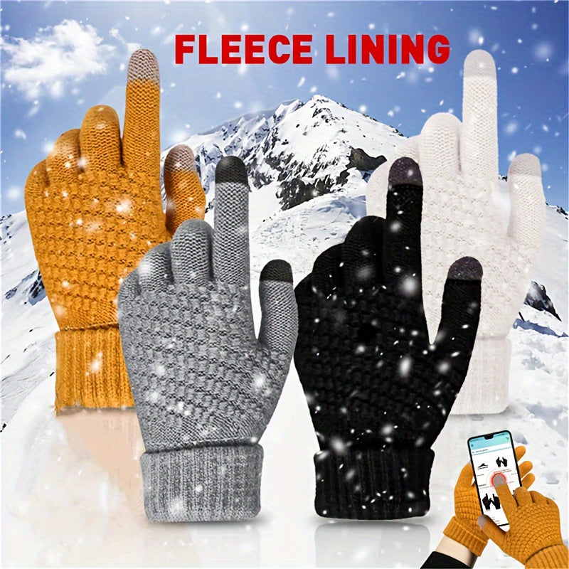 Winter Touch Screen Gloves For Men Women Warm Knitted Full Finger Gloves