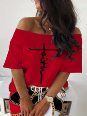 Women's Letter & Chain Print Top & Skirt Set