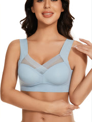 5pcs Wireless Push Up Bras Contrast Mesh Comfy & Breathable Women's Lingerie