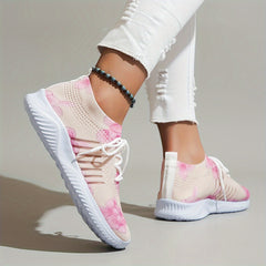 Women's Flower Pattern Lace up Front Sporty Running Shoes