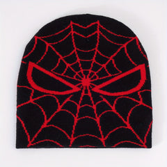 Y2K Spider Web Jacquard Beanie Gothic Knit Skull Cap Hip Hop Halloween