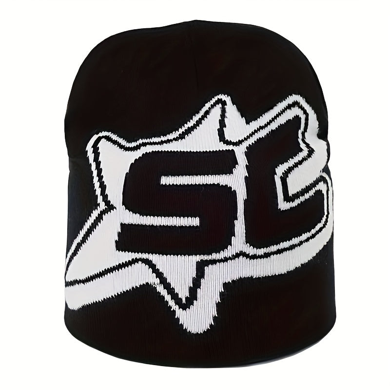 Y2K Hip Hop Knit Beanie Letter Jacquard Unisex Warm Hat Cap