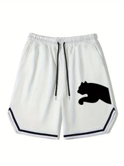 Animal Pattern Stretch Drawstring Shorts