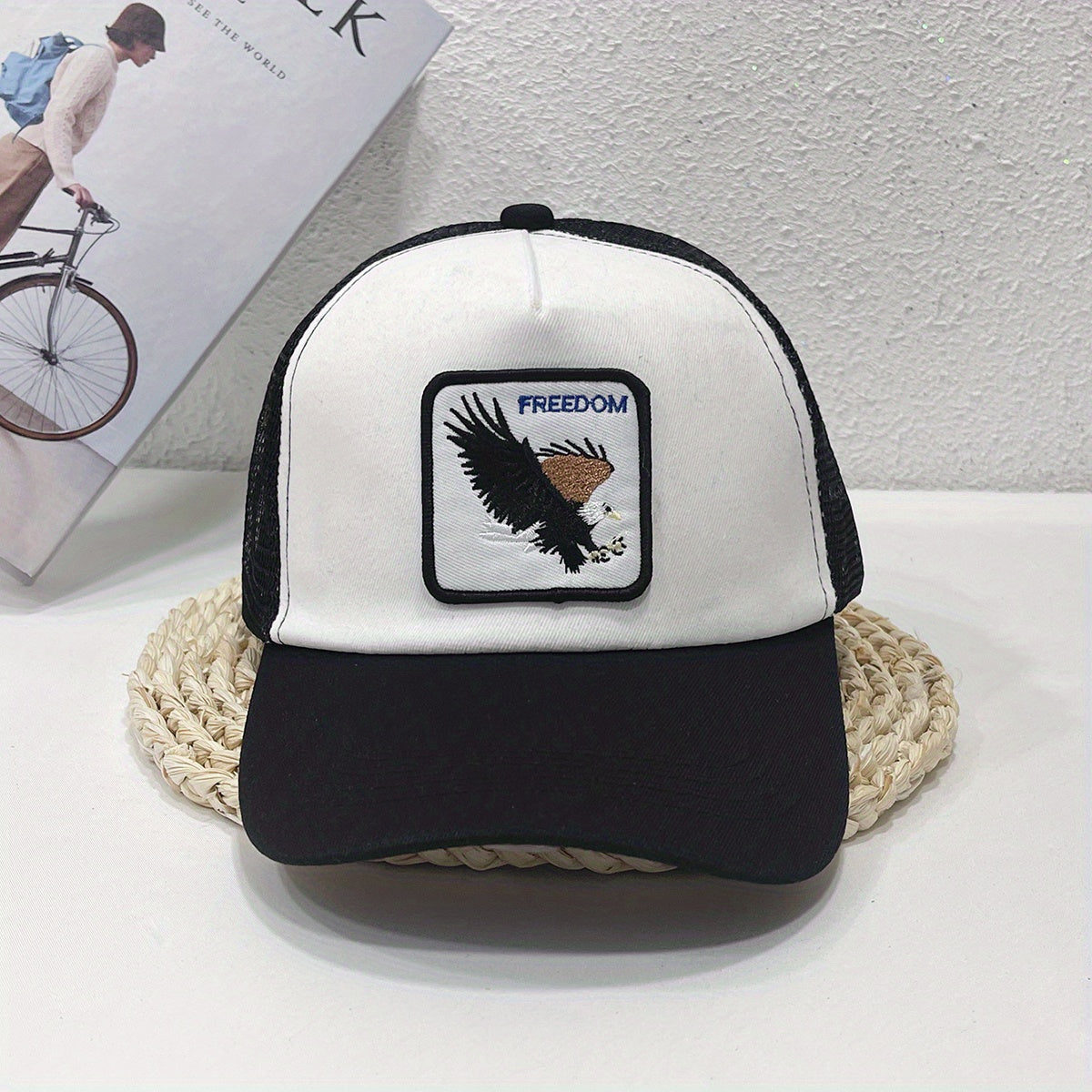 FREEDOM Eagle Patch Trucker Hat Embroidery Mesh Baseball Cap