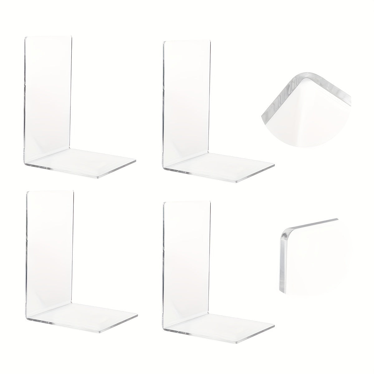 Acrylic Bookends for Shelves Heavy Duty Book Ends and Desktop Organizer