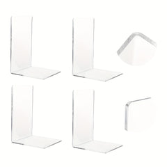 Acrylic Bookends for Shelves Heavy Duty Book Ends and Desktop Organizer