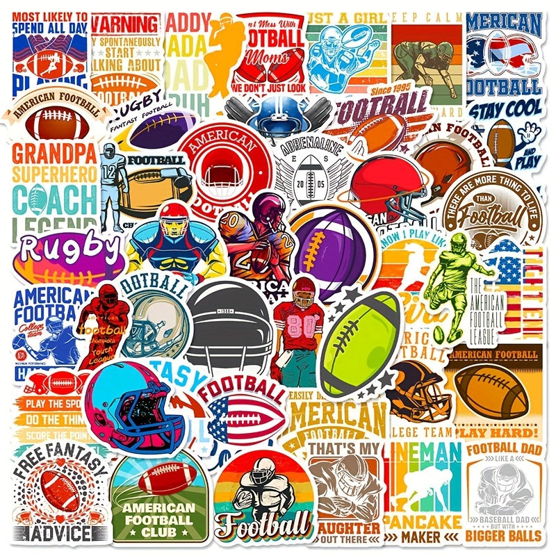 50pcs Rugby Text Stickers Sports Waterproof Luggage Computer Notebook