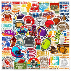 50pcs Rugby Text Stickers Sports Waterproof Luggage Computer Notebook
