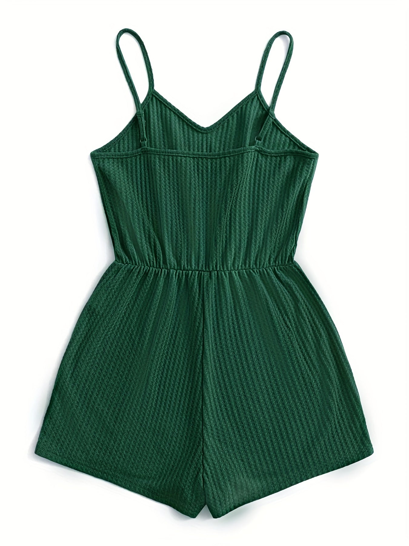 Waffle Knit Cami Romper Sleeveless Jumpsuit Women's Clothing