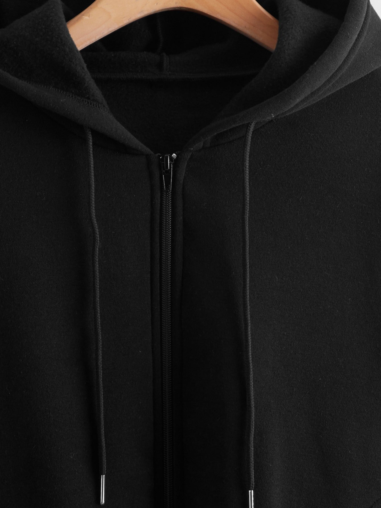 Women's Solid Zip Up Long Sleeve Hoodie Drawstring Sweatshirt