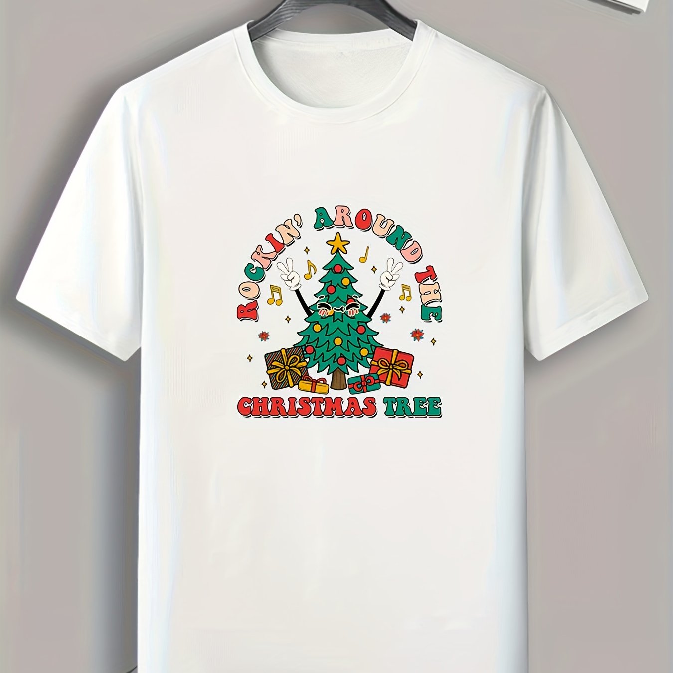 Christmas Tree Print Men's Sports T-shirt - Outdoor Fitness Clothing