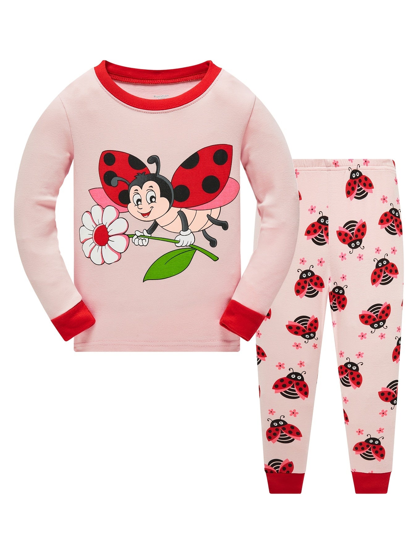 Girls Bee & Ladybug Print Pajamas Set - Tops & Pants