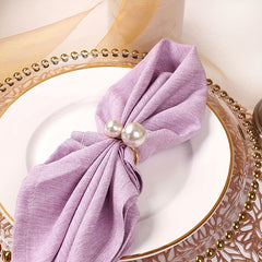 6pcs Asymmetric Pearl Napkin Rings Cast Iron Polished Metal Rings Carved Hollow