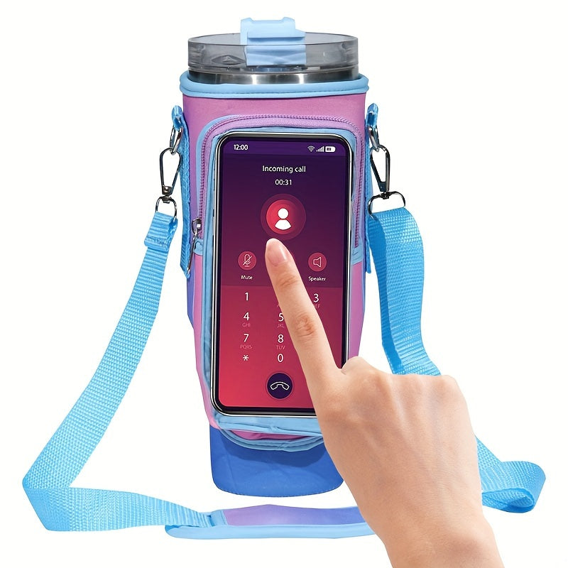Water Bottle Carrier Bag With Phone Pocket Insulated Holder For 40oz Tumbler