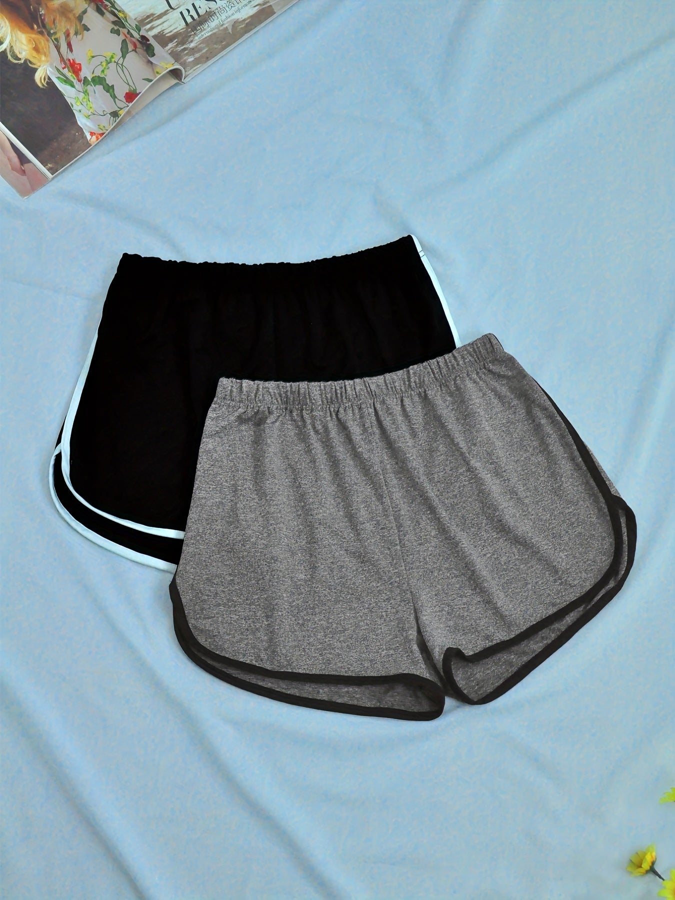 Colorblock Trim Sleep Bottoms Elastic Waistband Shorts