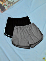 Colorblock Trim Sleep Bottoms Elastic Waistband Shorts