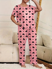 Lounge Set Women's Heart & Polka Dot Pajama Two Piece Set
