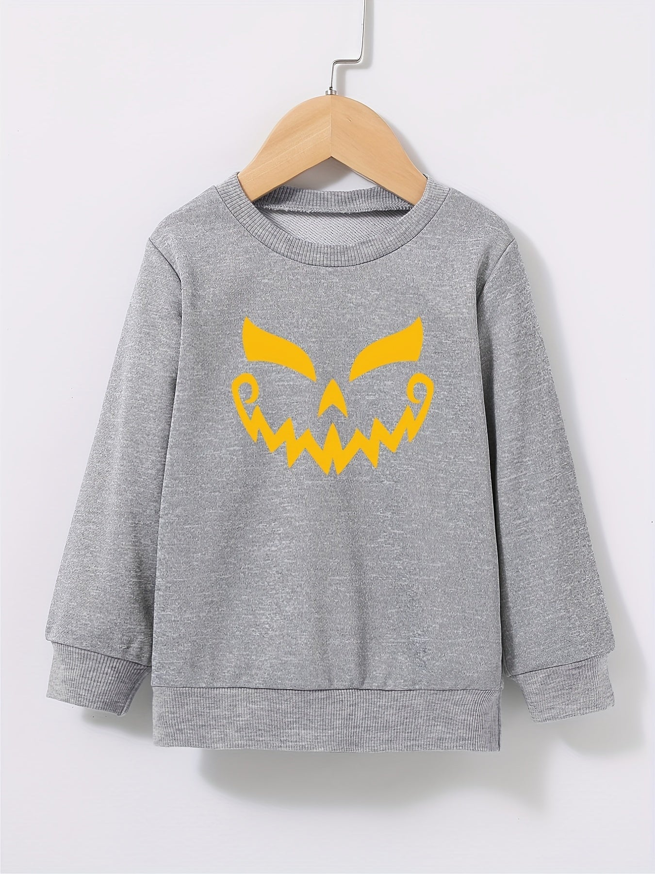Boys Halloween Pumpkin Sweatshirt Long Sleeve Pullover