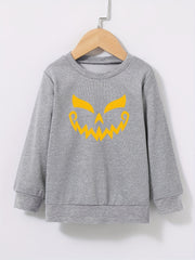 Boys Halloween Pumpkin Sweatshirt Long Sleeve Pullover