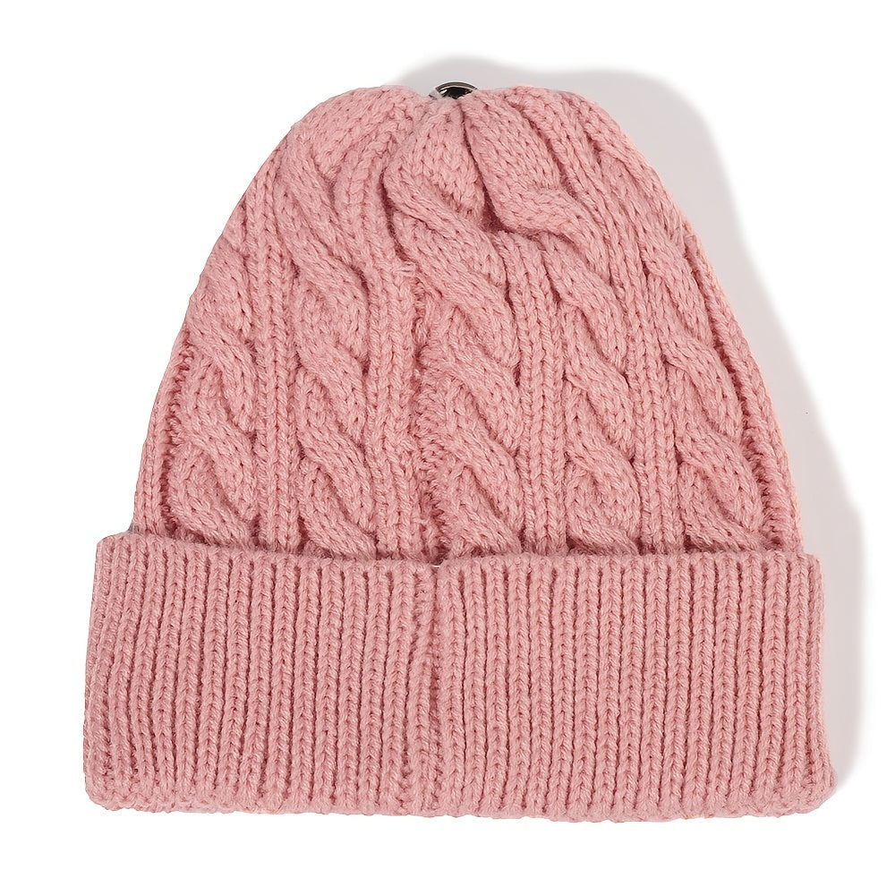 Kids Solid Winter Warm Knitted Hat For Girls