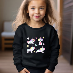 Unicorn Puppy Graphic Crew Neck Sweatshirt