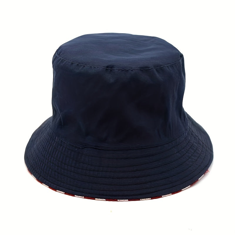 American Flag Print Bucket Hat Reversible Patriotic Fisherman Cap