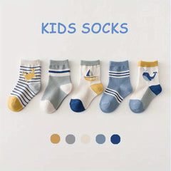 5pairs Ocean Animal Pattern Socks for Babies Toddlers Children