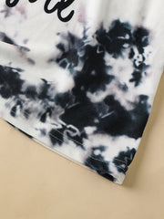 2pcs Toddler Girls Tie Dye Leopard Graphic T Shirts & Shorts Set