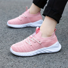 Breathable Woven Sneakers For Girls Lightweight Low Top Lace Up Shoes