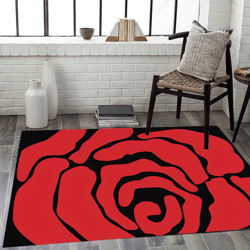 Modern Red Rose Pattern Large Area Carpet for Living Room Bedroom Study