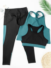 Colorblock Sports Set Bra Tank Leggings