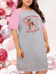 Christmas Nightdress Women's Deer & Snowflake Raglan Tee