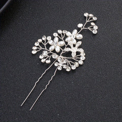Faux Pearl Rhinestone Hairpin Alloy Hair Ornament Headgear