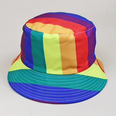 Rainbow Striped Bucket Hat LGBT Pride Sunscreen Fisherman Cap