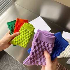 10 Pairs Comfy Solid Textured Mid Tube Women's Socks