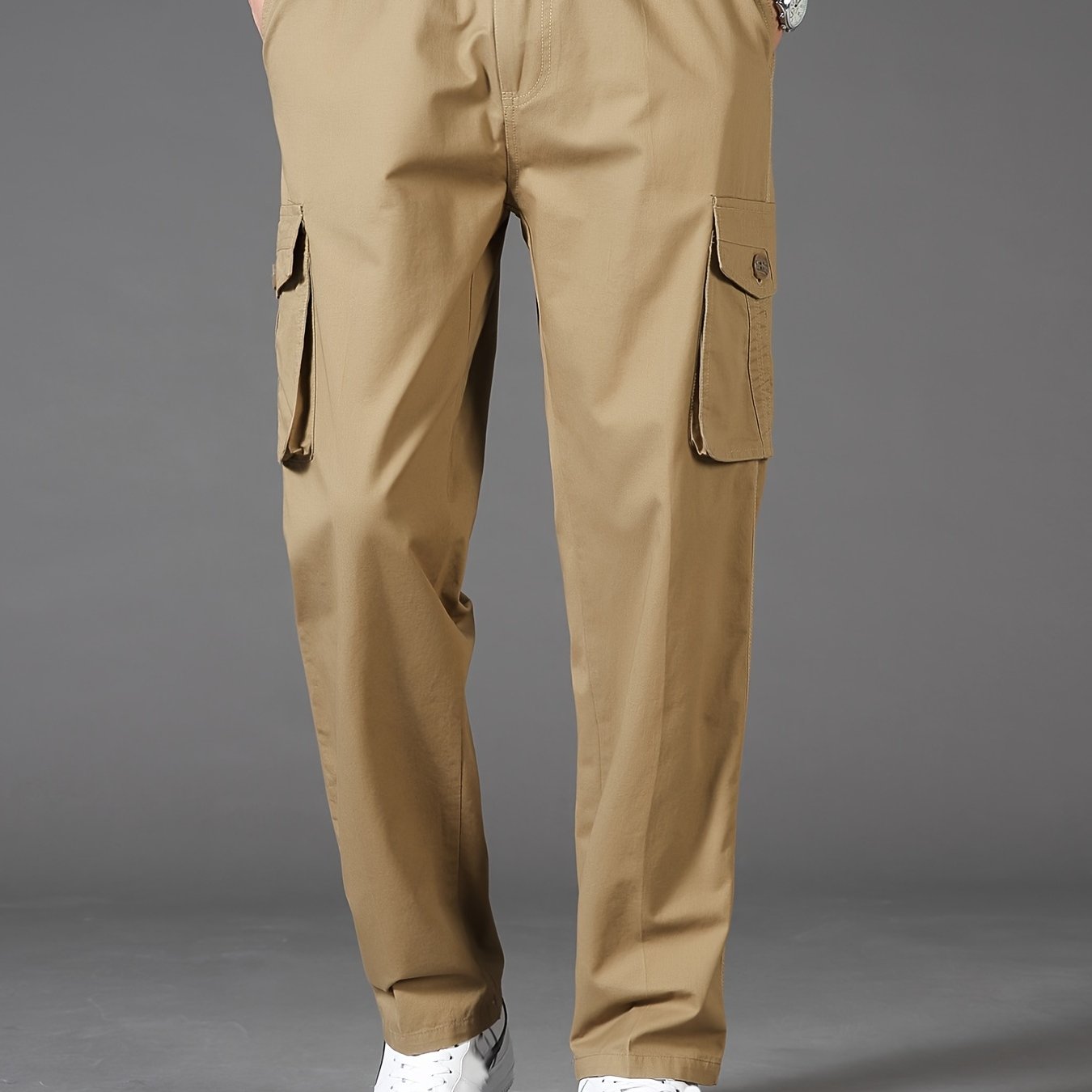 Men's High Waist Cargo Pants Workout Casual Pants With Pockets