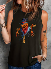Halloween Casual Tank Top Women's Plus Graphic Round Neck Vest