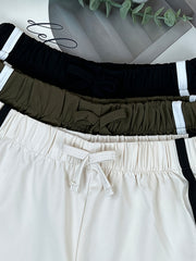 Girls Stripe Waist Bow Casual Sports Shorts Set