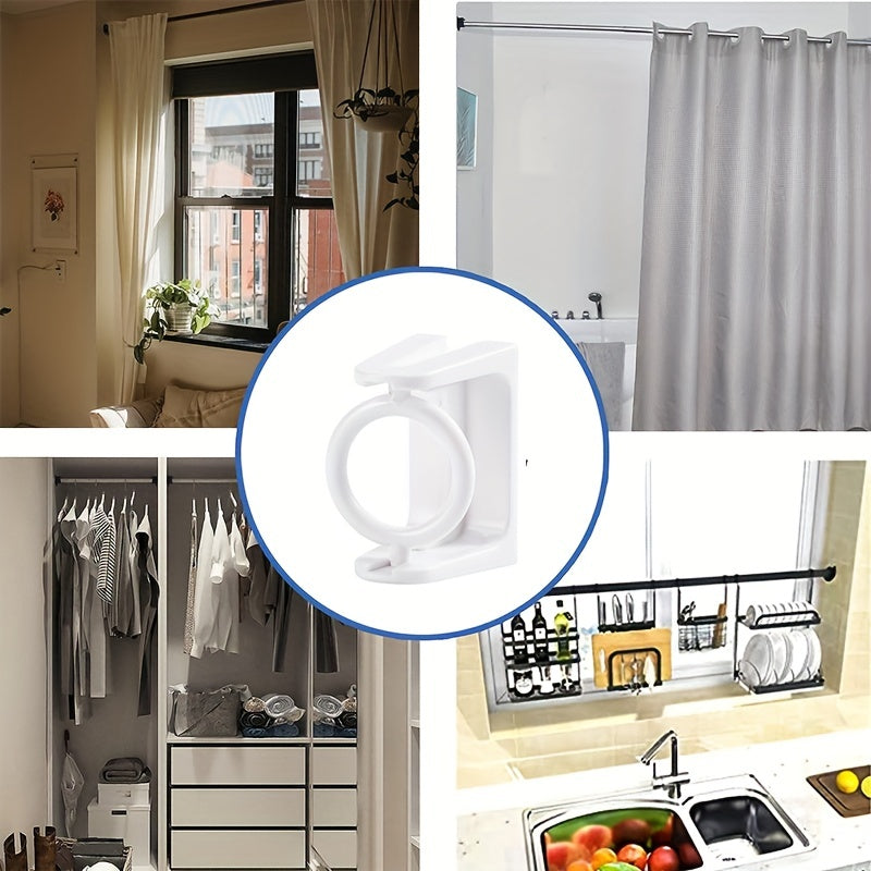 2pcs Self Adhesive Telescopic Rod Hanger with Rotatable Corner Pole Ring