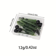 25pcs Carp Fishing Accessories Set: Sleeves, Swivels, Rings, Snap Pins, Beads