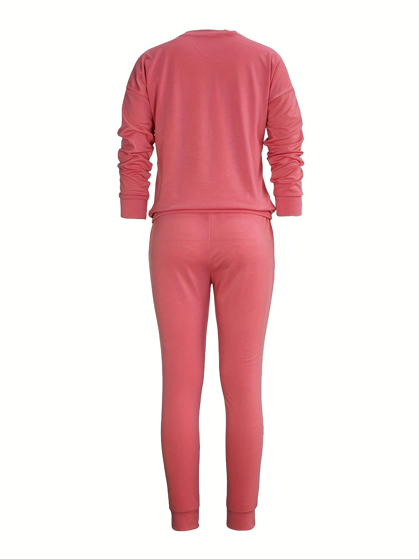 Women's Plain Top & Pants Outfit Two Piece Set