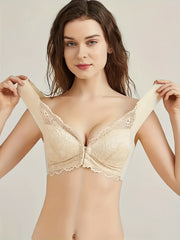 Floral Lace Front Close Push Up Bra Women's Lingerie