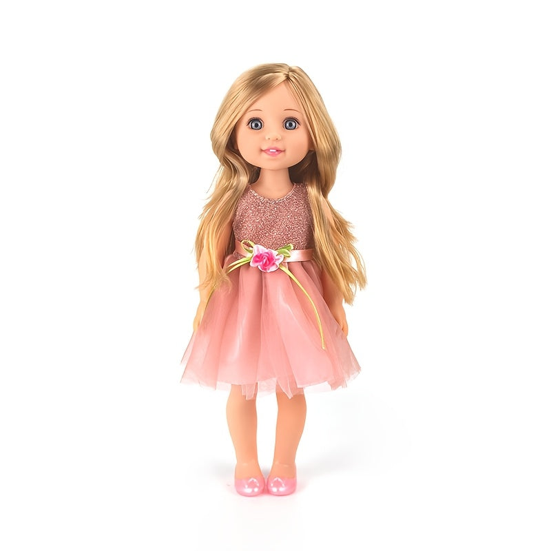 Sparkling Pink Princess Doll with Sequin Top & Floral Skirt