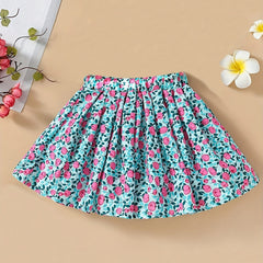 Toddler Girls Flowers Graphic Elastic Waist Skirt For Party Vacation