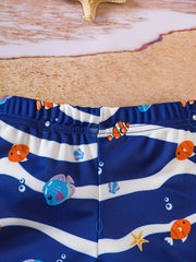 Boys Shark & Fish Swim Trunks & Tops Set for Vacation