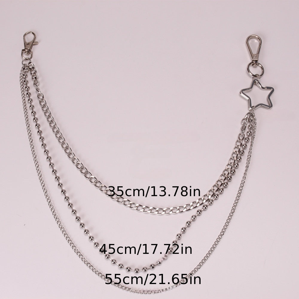 Moon Star Rivets Skull Keychain Punk Rock Goth Waist Belt Chain