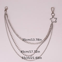 Moon Star Rivets Skull Keychain Punk Rock Goth Waist Belt Chain